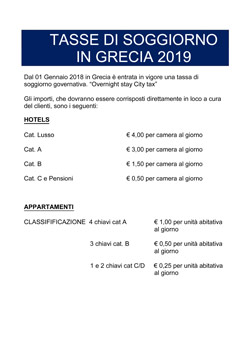 TASSE DI SOGGIORNO IN GRECIA