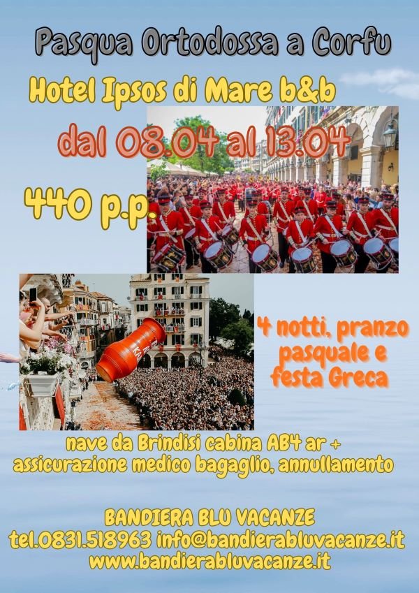 Pasqua Ortodossa a Corfu partenza da Brindisi