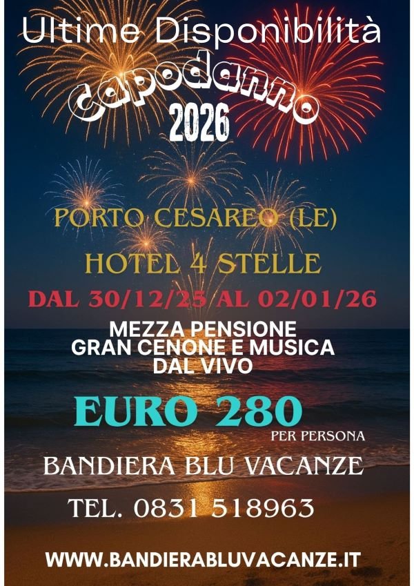 Ultime disponibilit&agrave; Capodanno Porto Cesareo